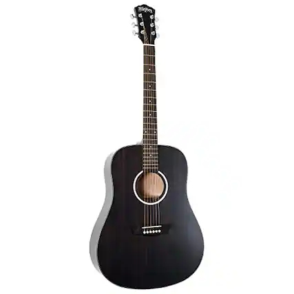 Front. Washburn - Washburn DFED Deep Forest Dreadnought Acoustic Guitar, Striped Ebony - Striped Ebony.