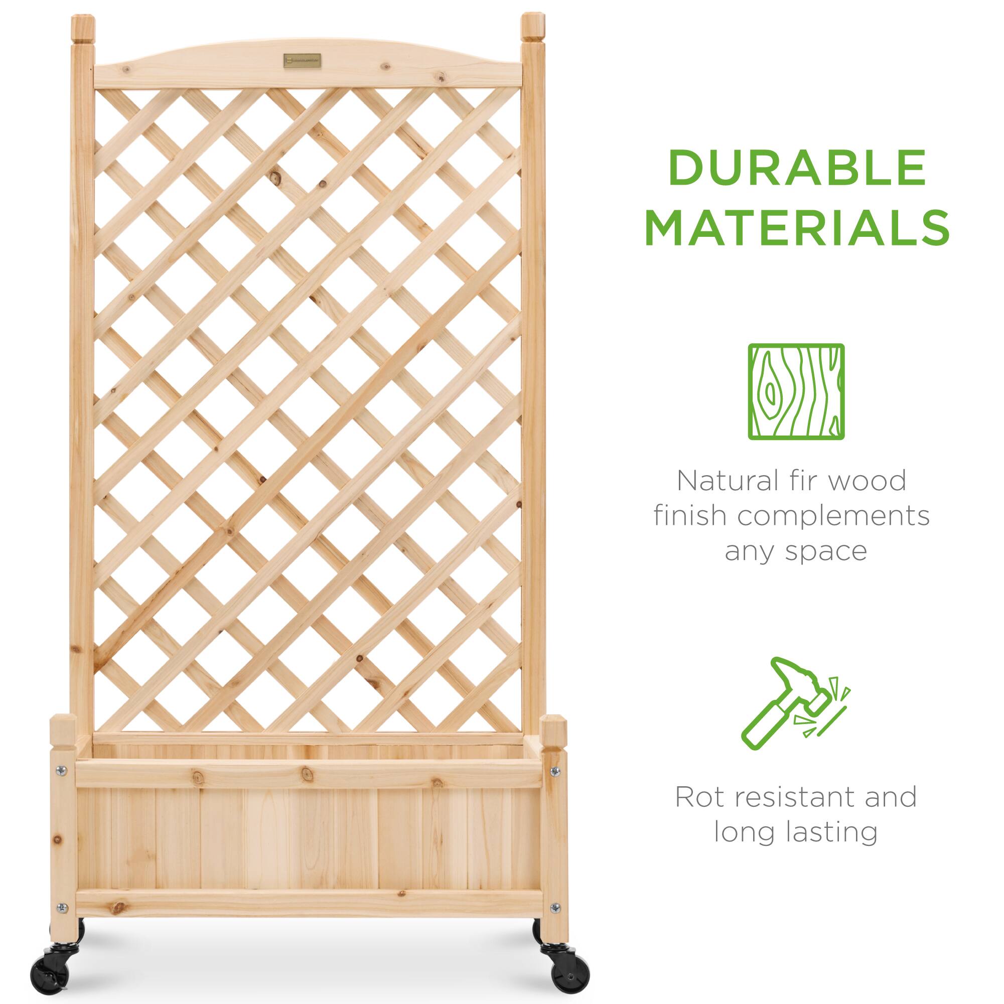 DURABLE MATERIALS

Natural fir wood finish complements any space

Rot resistant and long lasting