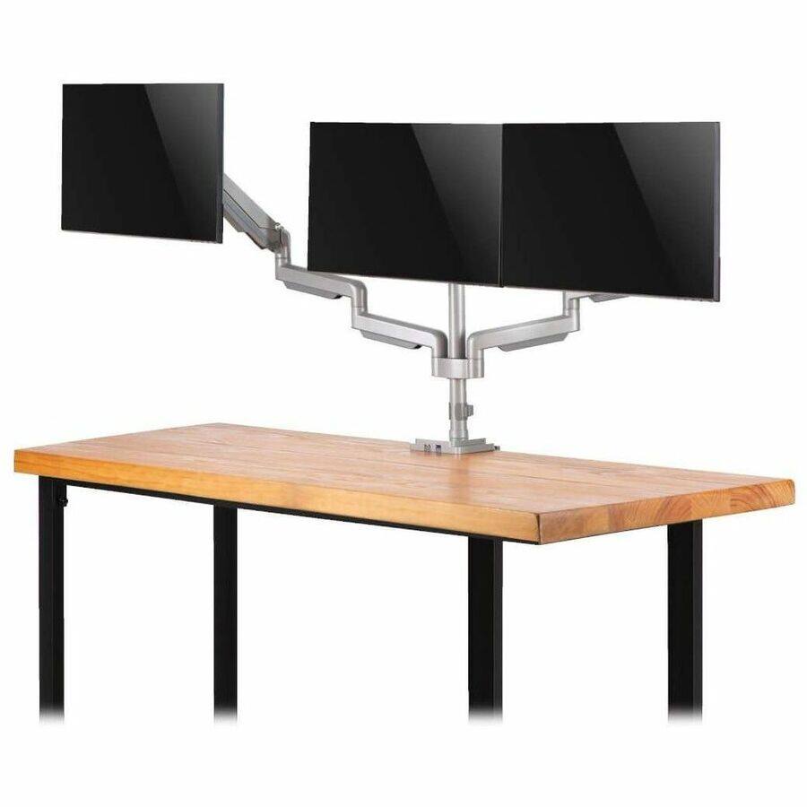 Alt View 4. Tripp Lite - Eaton Tripp Lite Series Triple-Display Gas-Spring Flex-Arm Desktop Clamp and Grommet for 17" to 30" Flat-Screen Displays - Silver.