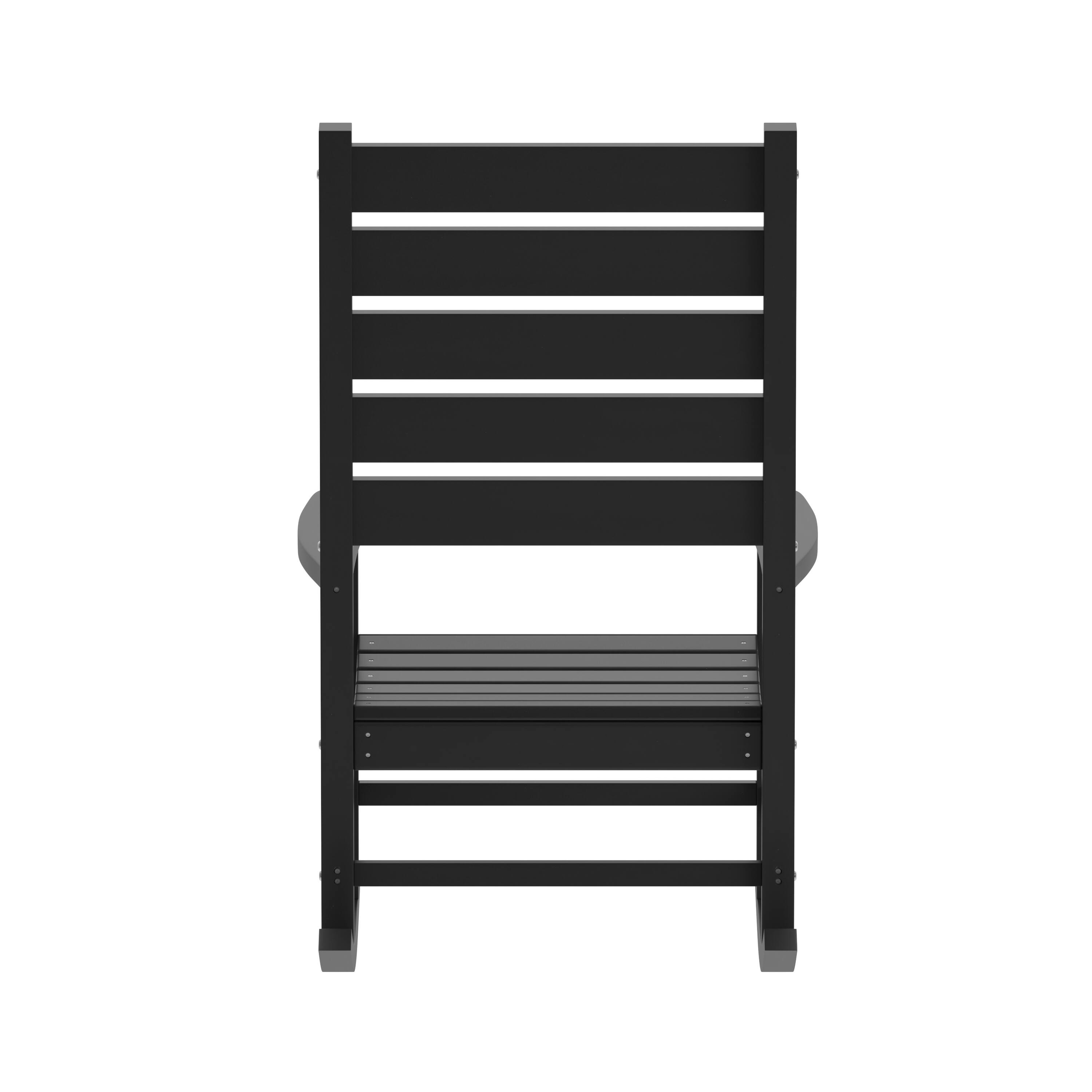 Alt View 8. Emma + Oliver - Florian Set of 2 Contemporary Rocking Chairs, All-Weather HDPE Indoor/Outdoor Rockers - Black.