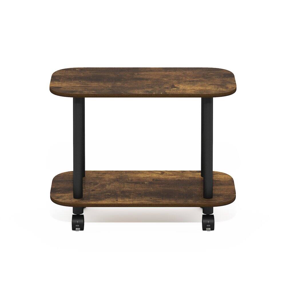 Left. Furinno - TURN-N-TUBE Night Stand, Nightstand with Wheels, Round Corner Side Table, End Table with Open Shelf, Toolless Assembly - Amber Pine/Black.
