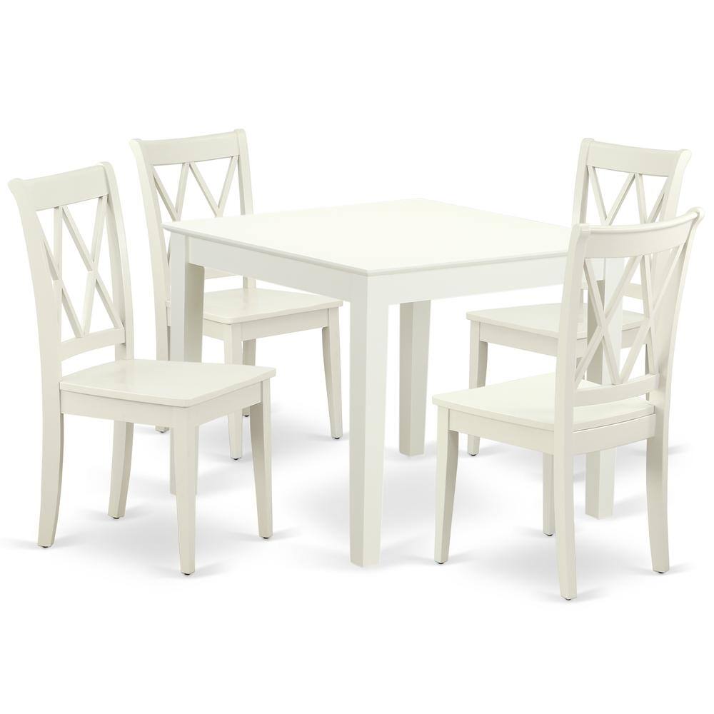 Back. East West Furniture - Dining Room Set Linen White - Brown.