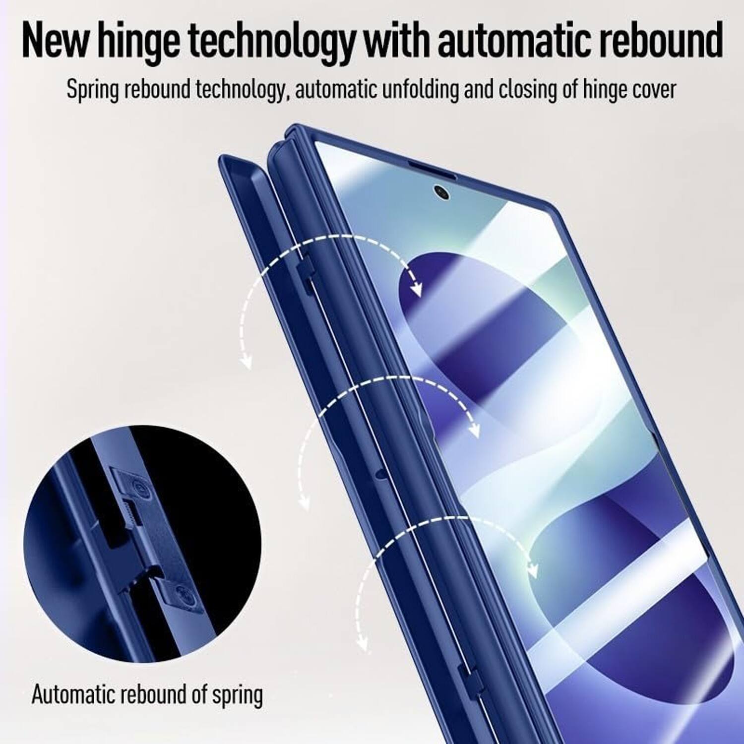 New hinge technology with automatic rebound  
Spring rebound technology, automatic unfolding and closing of hinge cover  
Automatic rebound of spring