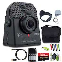 Zoom - Q2n-4K Handy Video Recorder, 4K/30P UHD Video Bundle With Accessories