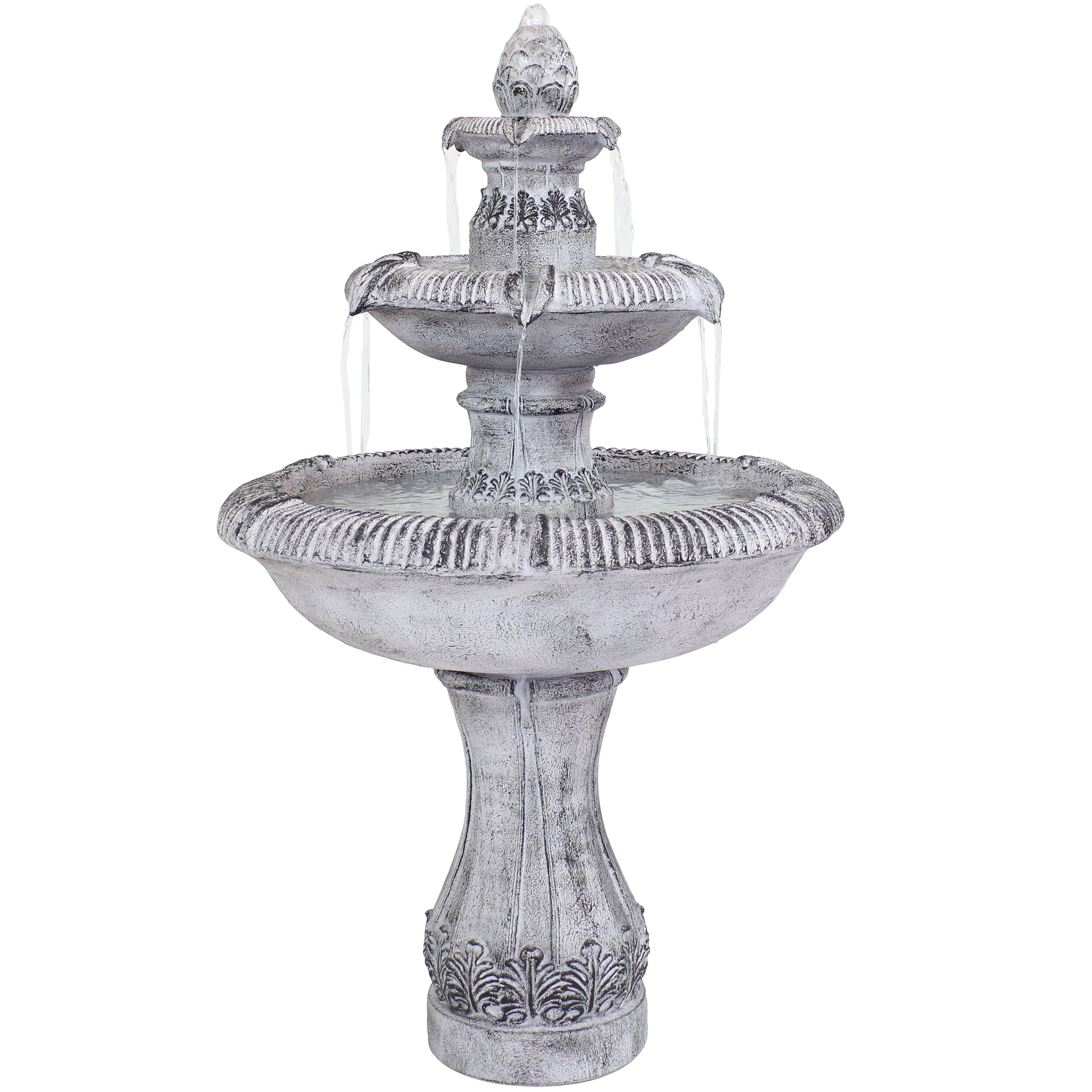 Sunnydaze - Mediterranean Reinforced Concrete Outdoor 3-Tier Water Fountain - Gray price history on PriceWatchPro