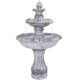 Sunnydaze - Mediterranean Reinforced Concrete Outdoor 3-Tier Water Fountain - Gray
