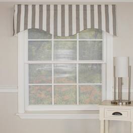 RLF Home - Awning Style Stripe Design 3" Rod Pocket Valance 50" x 17" - Gray