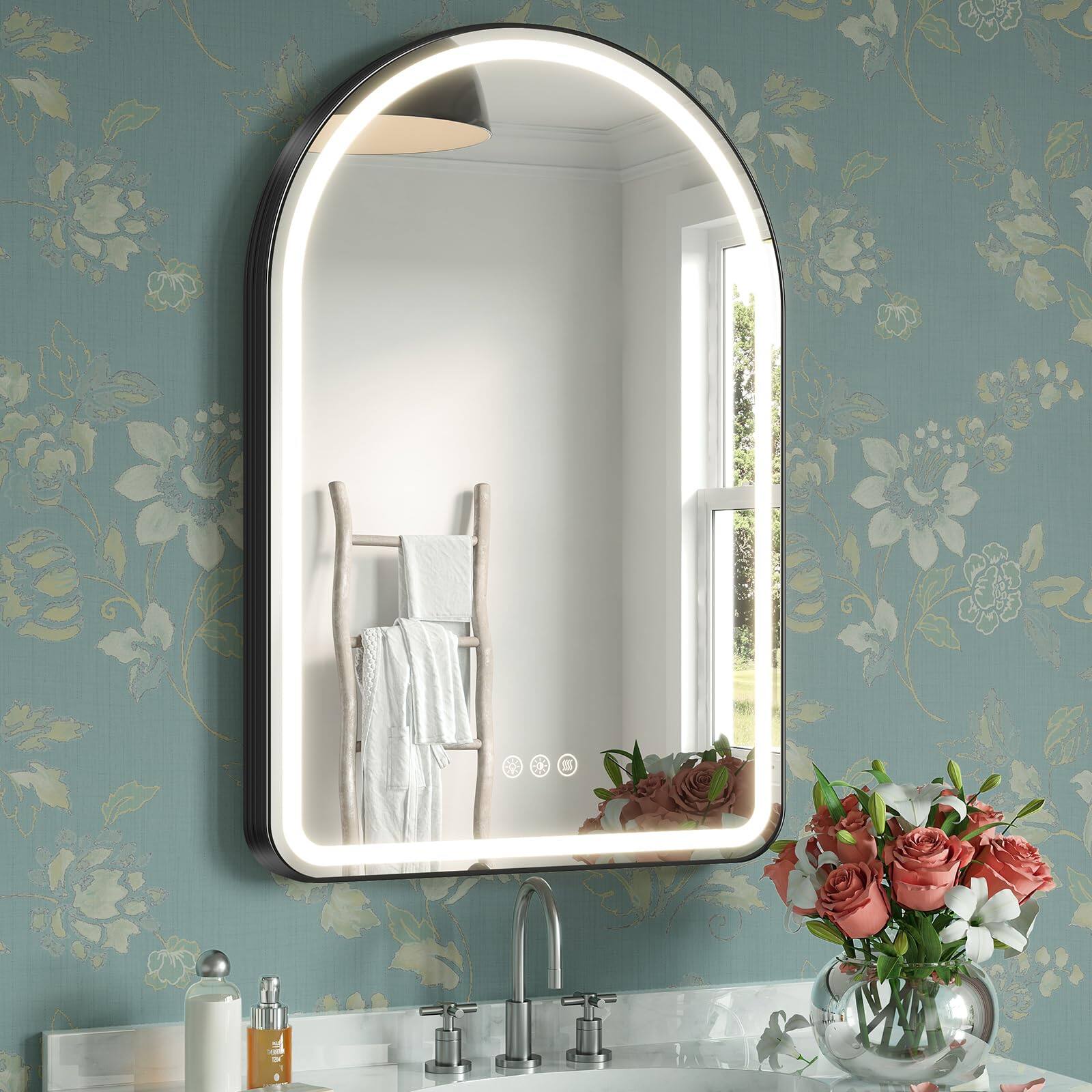 VEGA AUTOMOTIVE Arched Led Bathroom Mirror 24 x 36 Lighted Vanity With ...