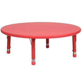 Flash Furniture - Wren 45'' Round Plastic Height Adjustable Activity Table - Red