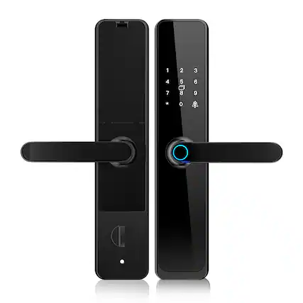 Front. Cluzine - WiFi Smart Door Lock,One-Grip Open,Fingerprint,Passcode,Card,Unlock Log,Apartment,Hotel,Rental Property.