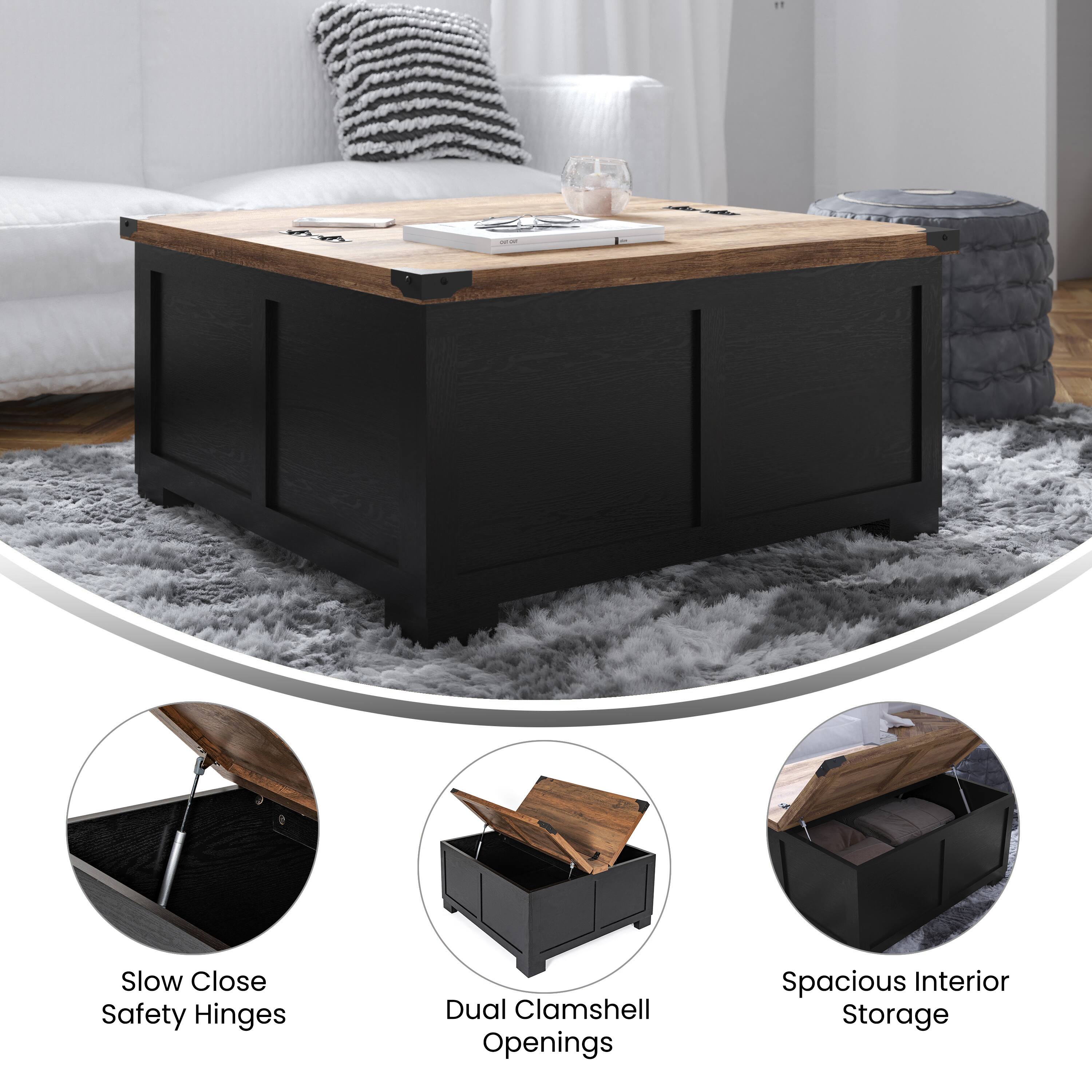 Emma + Oliver Marella Farmhouse Coffee Table with Clamshell Style ...