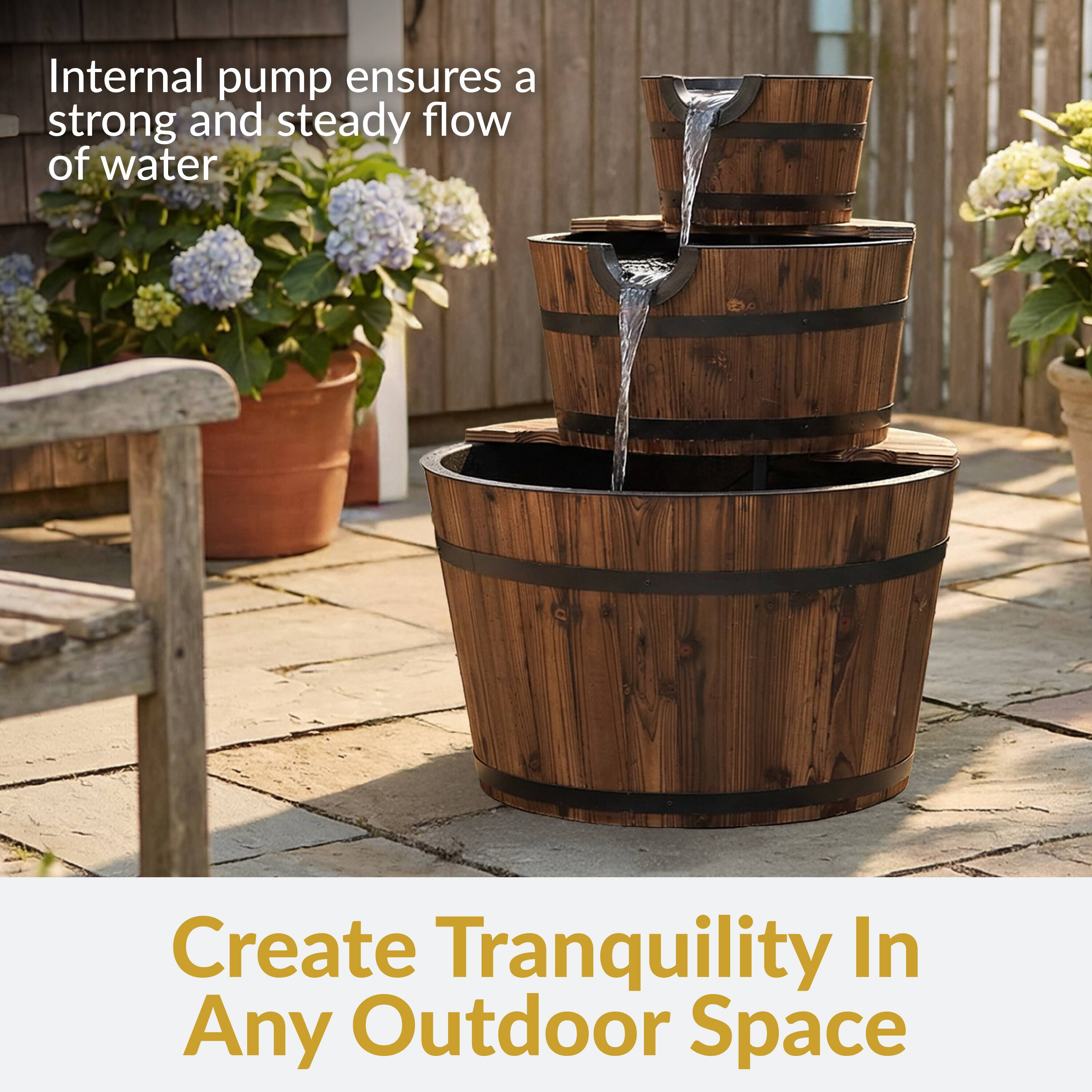 Internal pump ensures a strong and steady flow of water

Create Tranquility In Any Outdoor Space