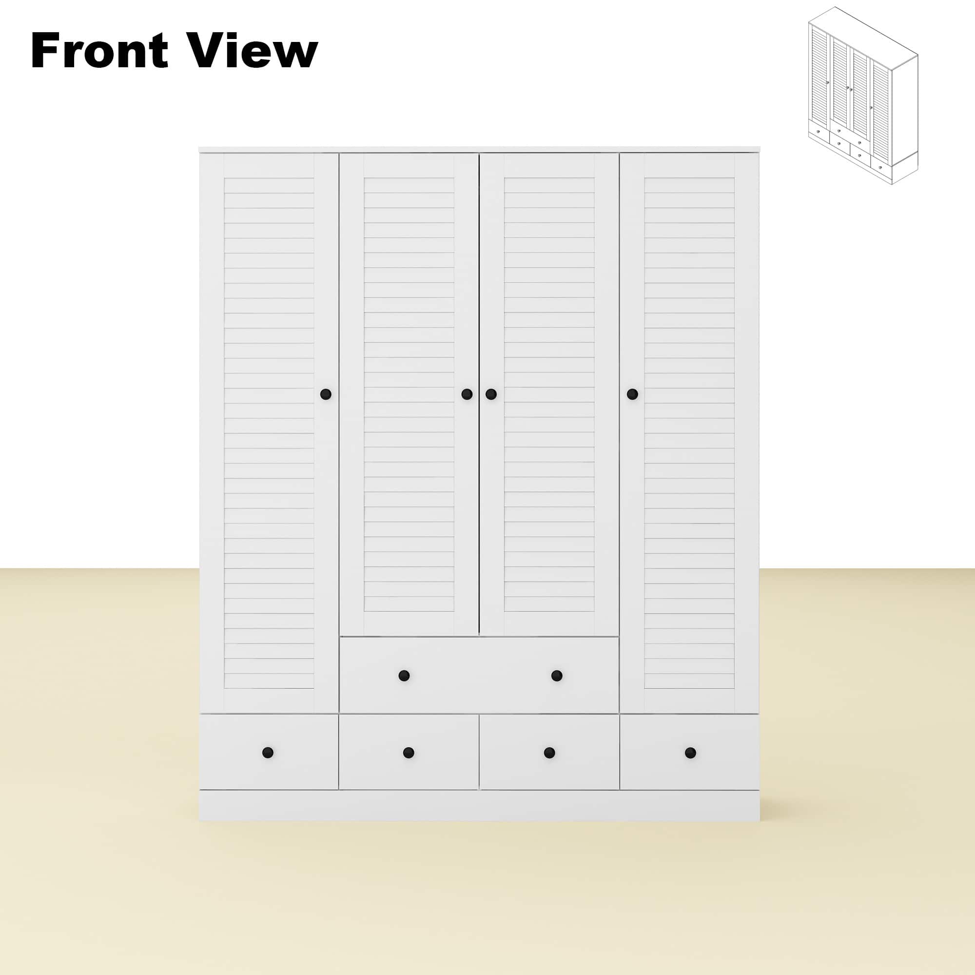 FUFU & GAGA - FUFU&GAGA Shutter - Door Wardrobe: Organized Storage with Anti - Tip Safety & Classic Design - White