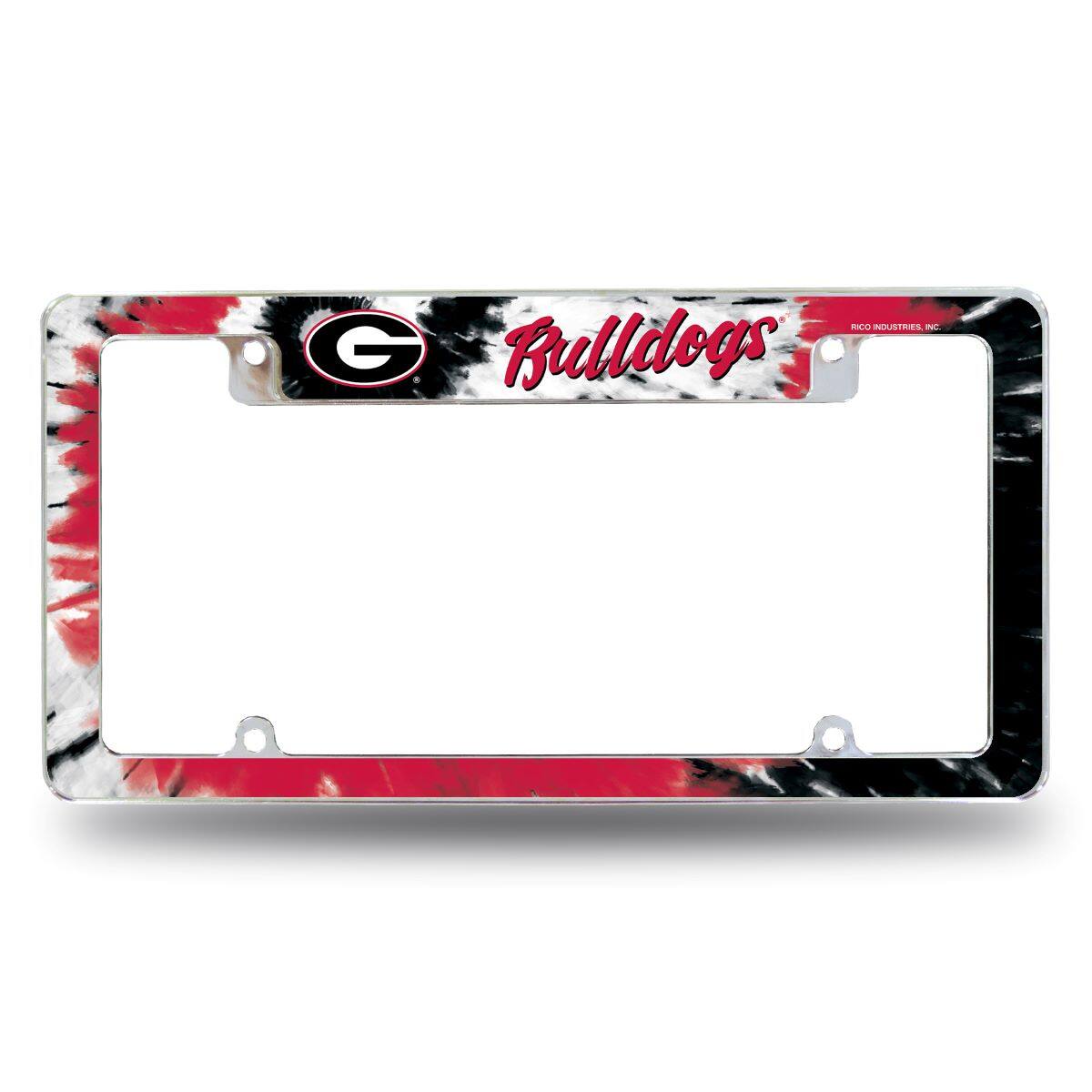 Georgia Bulldogs Chrome Metal License Plate Frame with Bold Tie Dye Design
