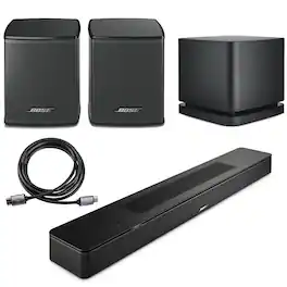 Bose - Smart Soundbar, Black w/2x Wireless Surround Speakers, Bass Module 500