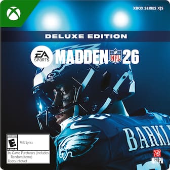 XBOX SERIES X|S DELUXE EDITION EA SPORTS MADDEN 26 NFL BARKLEY EVERYONE E Mild Lyrics ESRB In-Game Purchases (Includes Random Items) Users Interact NFLPA