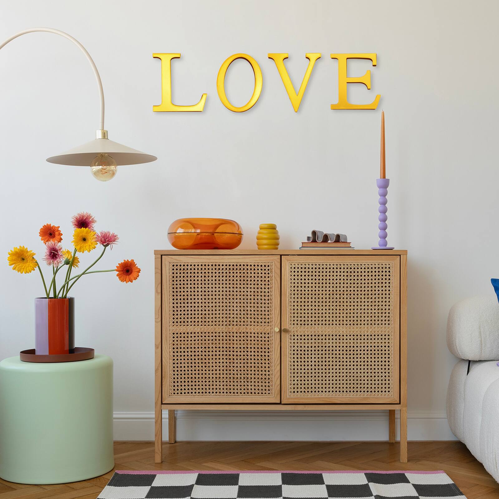Alt View 6. Unique Bargains - 3D Alphabet Mirror Wall Sticker, Acrylic Letter C Self-Adhesive Home Decor for Living Room, Bedroom - Gold.