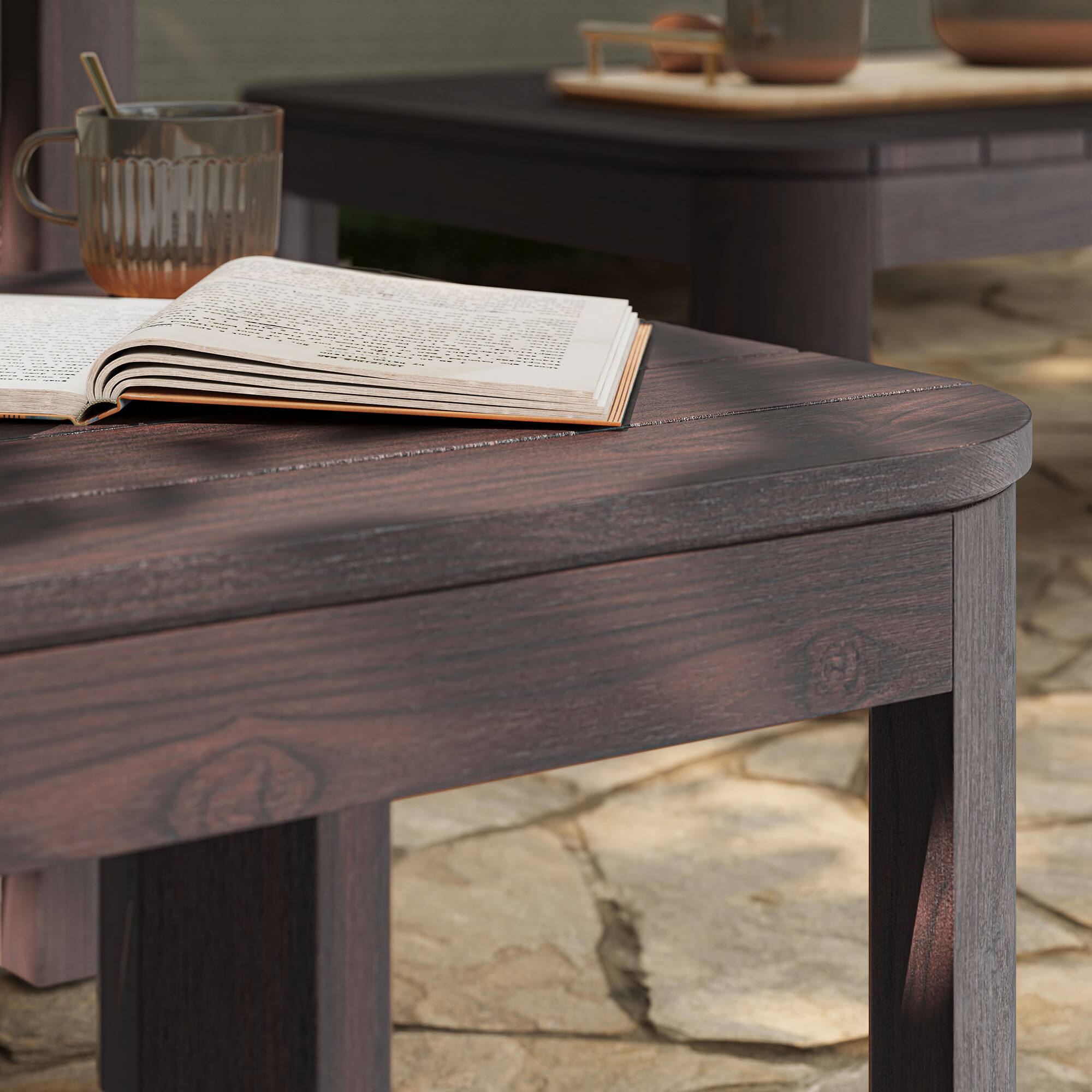 Alt View 1. Modway - Kona Outdoor Teak Wood Side Table by Modway - Dark Brown.
