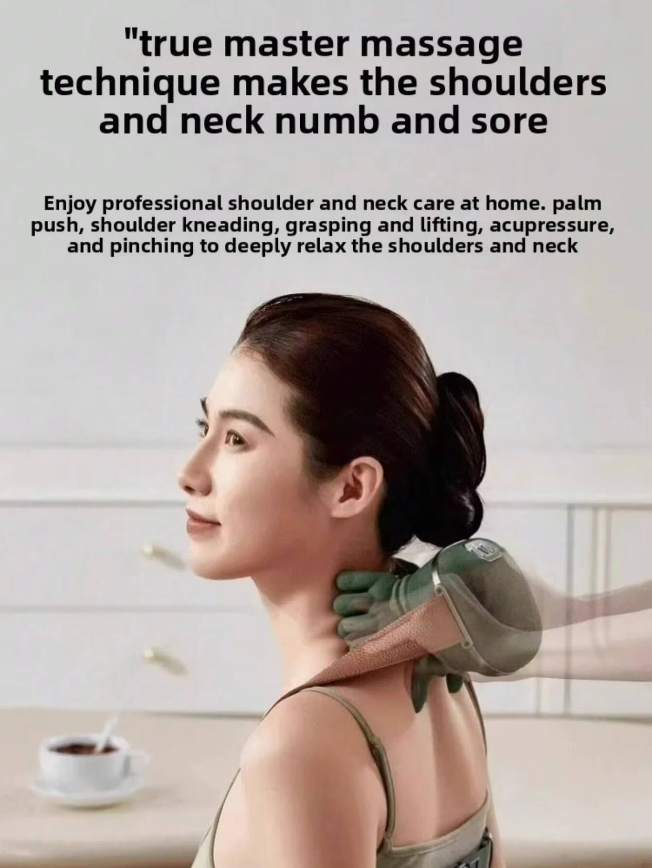 "true master massage technique makes the shoulders and neck numb and sore

Enjoy professional shoulder and neck care at home. Palm push, shoulder kneading, grasping and lifting, acupressure, and pinching to deeply relax the shoulders and neck."