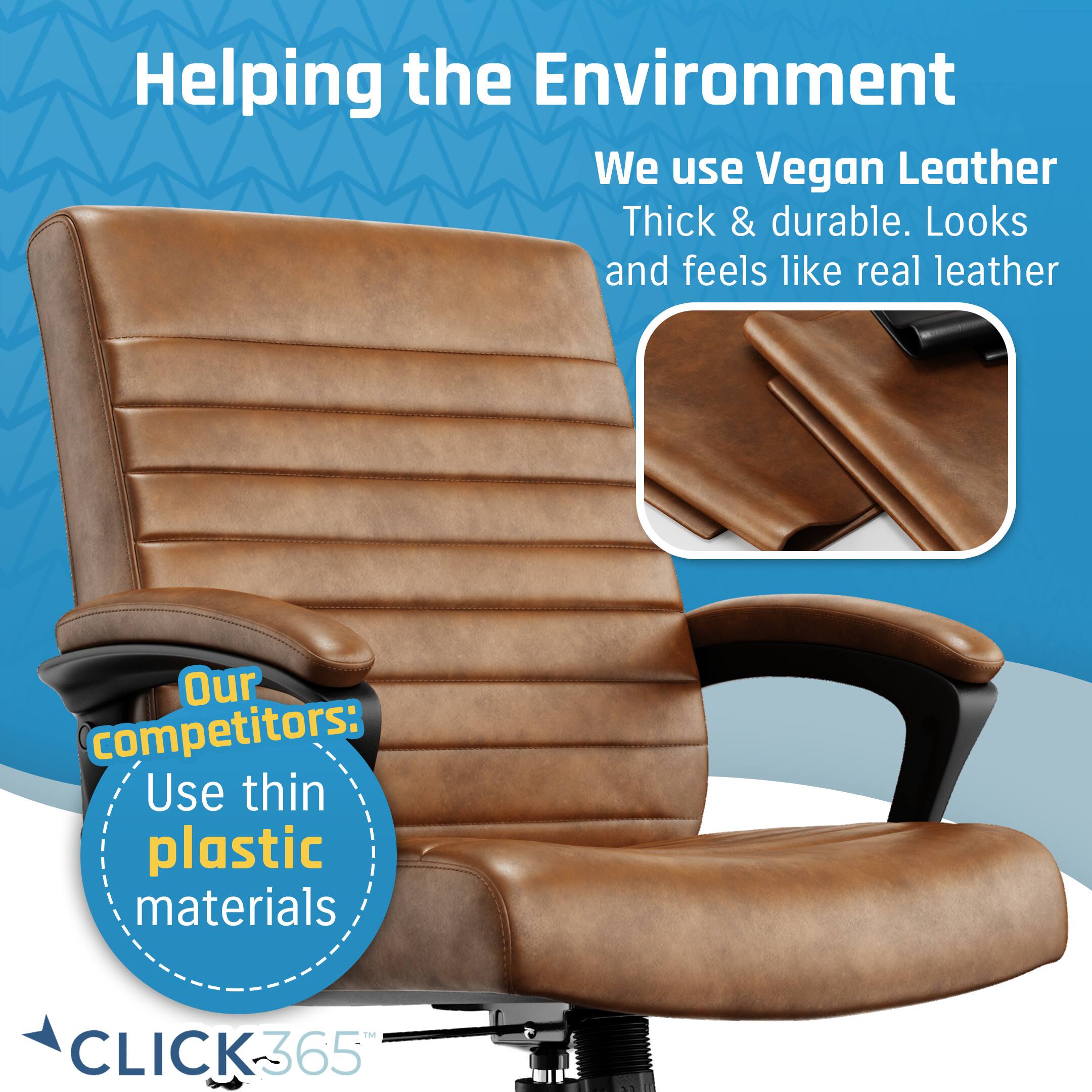 Alt View 12. Click365 - Transform 3.0 Extra Comfort Ergonomic Mid-Back Desk Chair - Cognac.