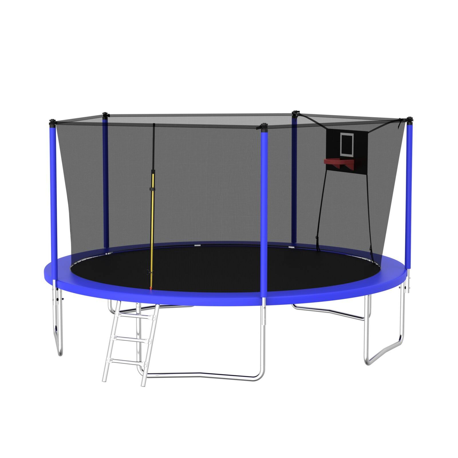 Alt View 7. Ecooso - 14FT Trampoline for Sports & Fitness with Enclosure Net and Ladder: 80 Springs, 5 Poles, Indoor/Outdoor - Blue.