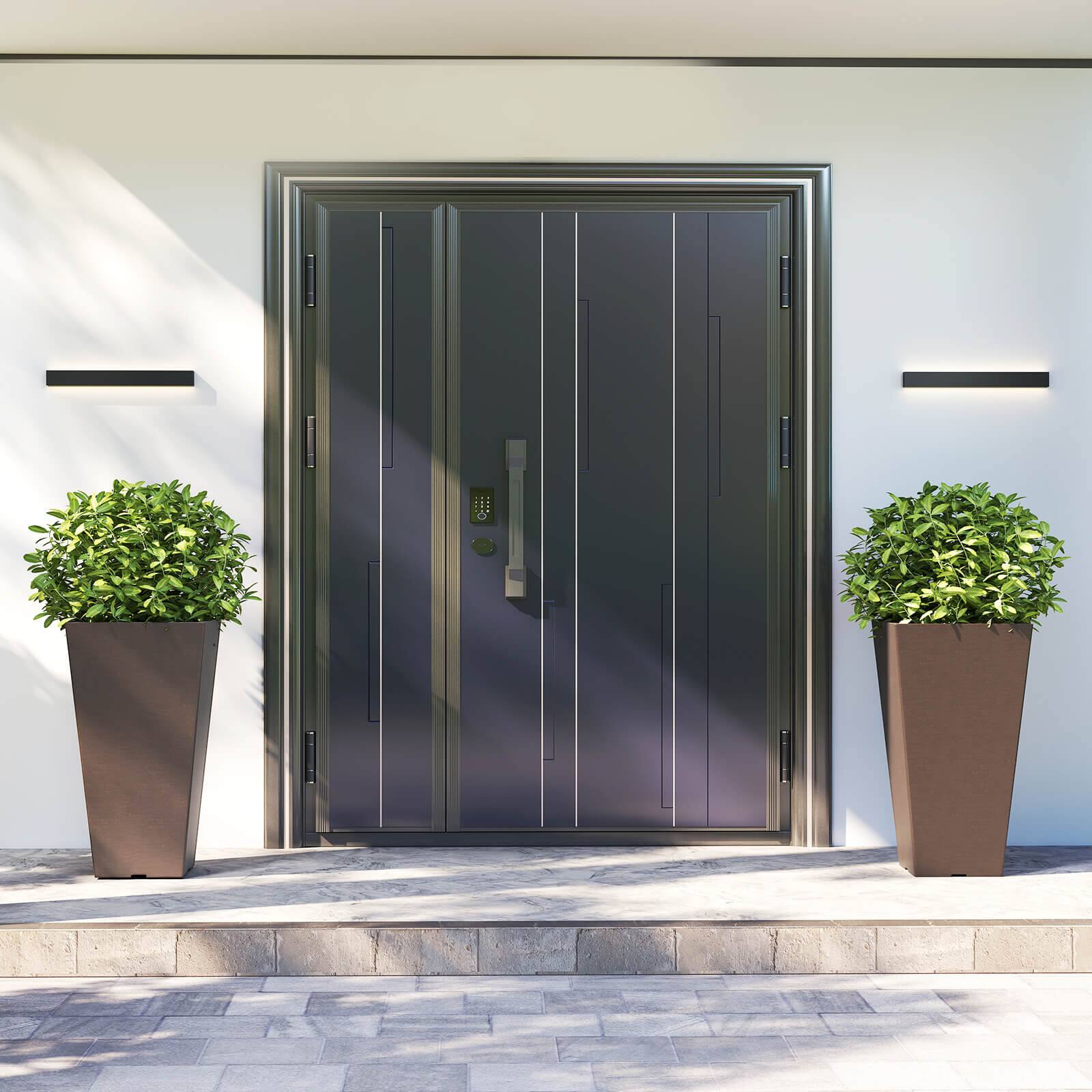 Alt View 3. Costway - Costway 22.5" Tall Square Planter Set of 2 with Removable Inner Bucket & Drainage Holes - Brown.