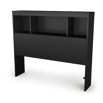 Front. Hivvago - Twin-size Bookcase Headboard in Black Finish - Modern Design - Black.