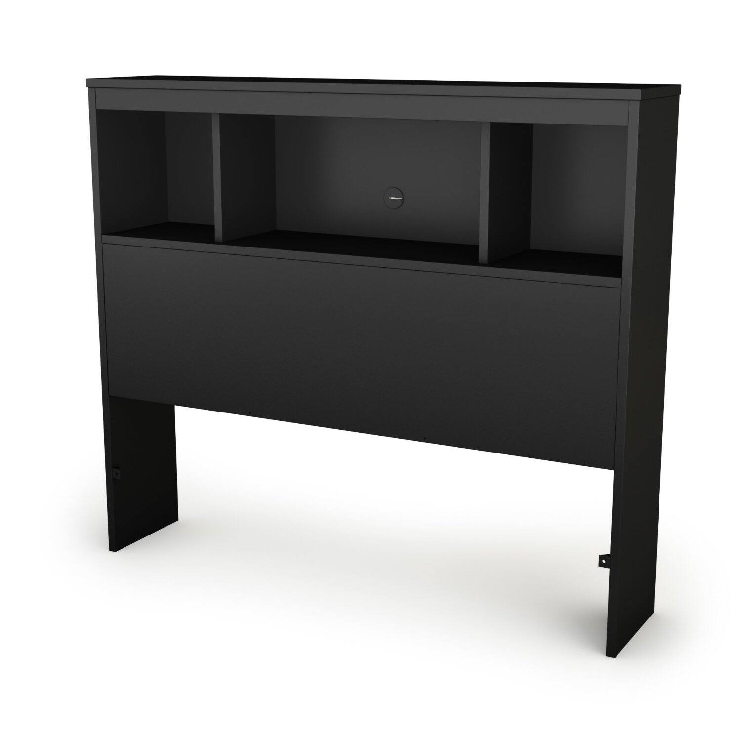 Front. Hivvago - Twin-size Bookcase Headboard in Black Finish - Modern Design - Black.