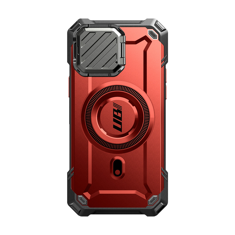 Front. SUPCASE - iPhone 16e  Unicorn Beetle MAG XT MagSafe Case - Metallic Red.