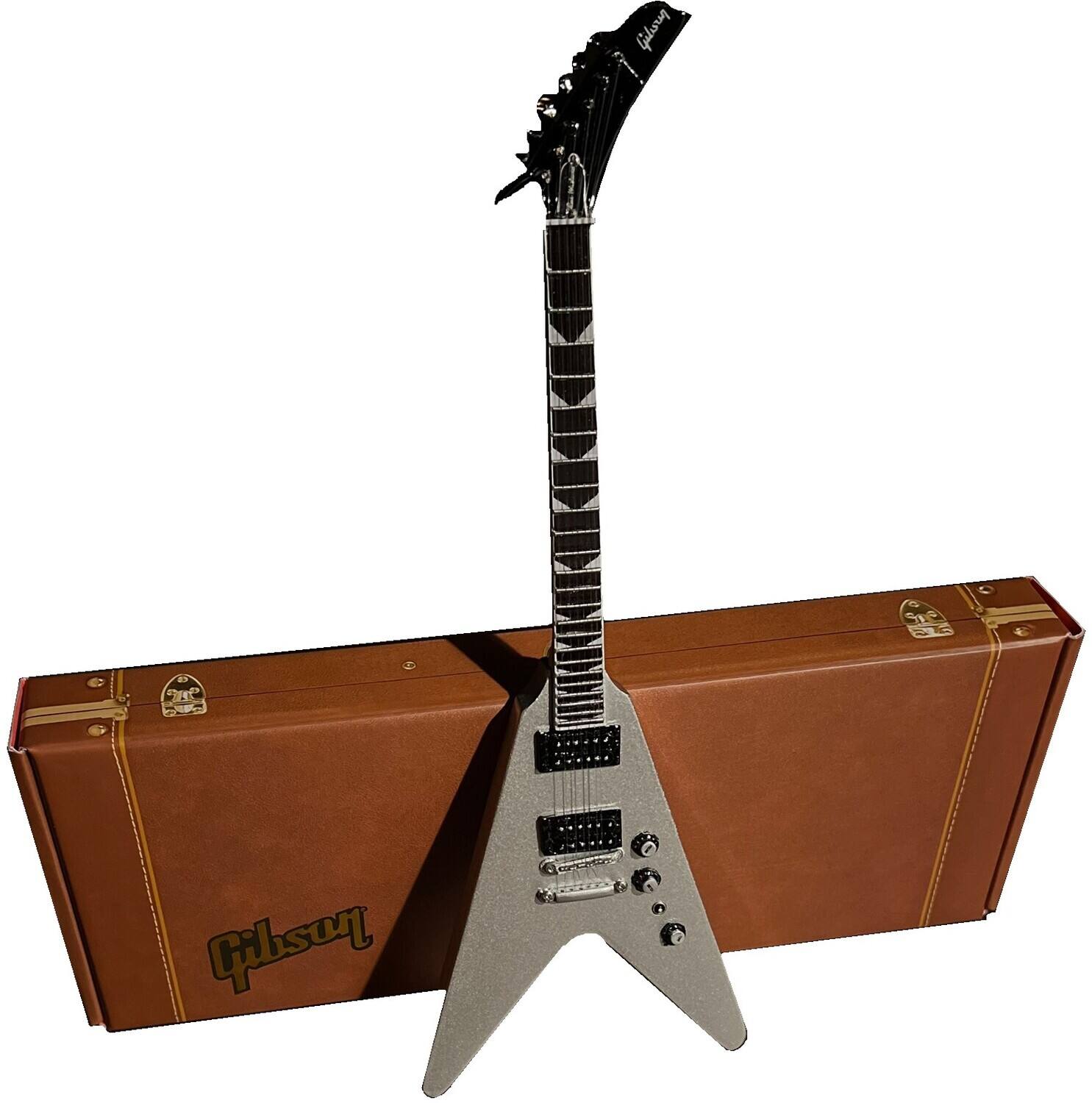 Dave Mustaine - Axe Heaven Gibson Dave Mustaine Flying V EXP Silver Metallic Mini Guitar GG-524 - COLLECTIBLES