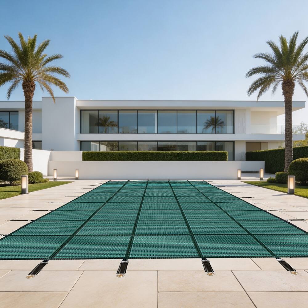 Alt View 4. Ropilly - Ropilly 16x32 ft inground pool safety cover, rectangular winter pool cover green.