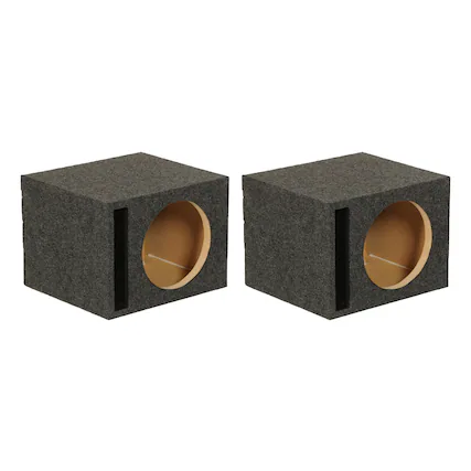 Front. QPower - QPower QBASS Dual Vented 12 In Single Subwoofer Enclosure Box, Charcoal (2 Pack).