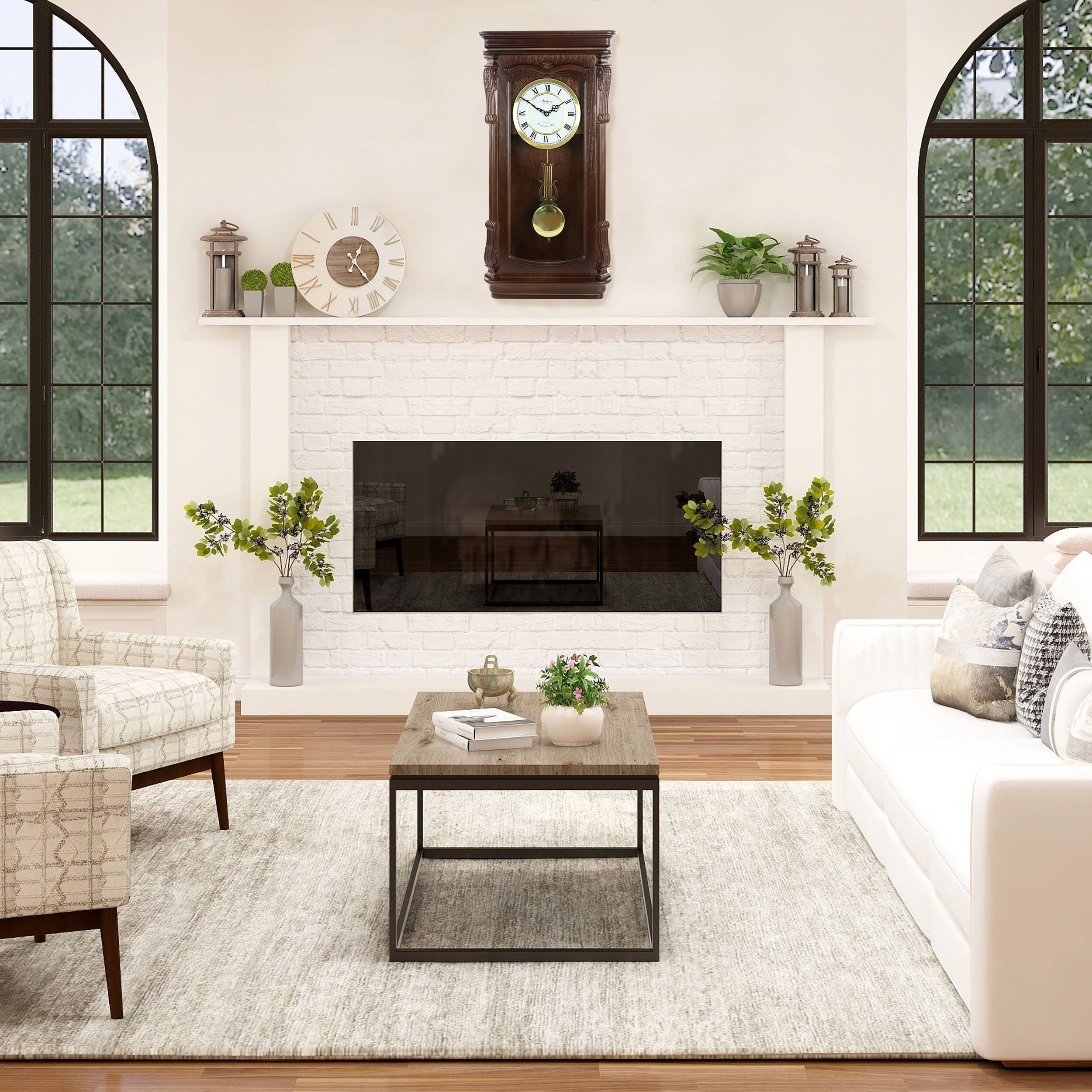 Alt View 5. Bedford Clock Collection - Bedford Clock Collection Chestnut Chiming Pendulum Wall Clock - Brown.