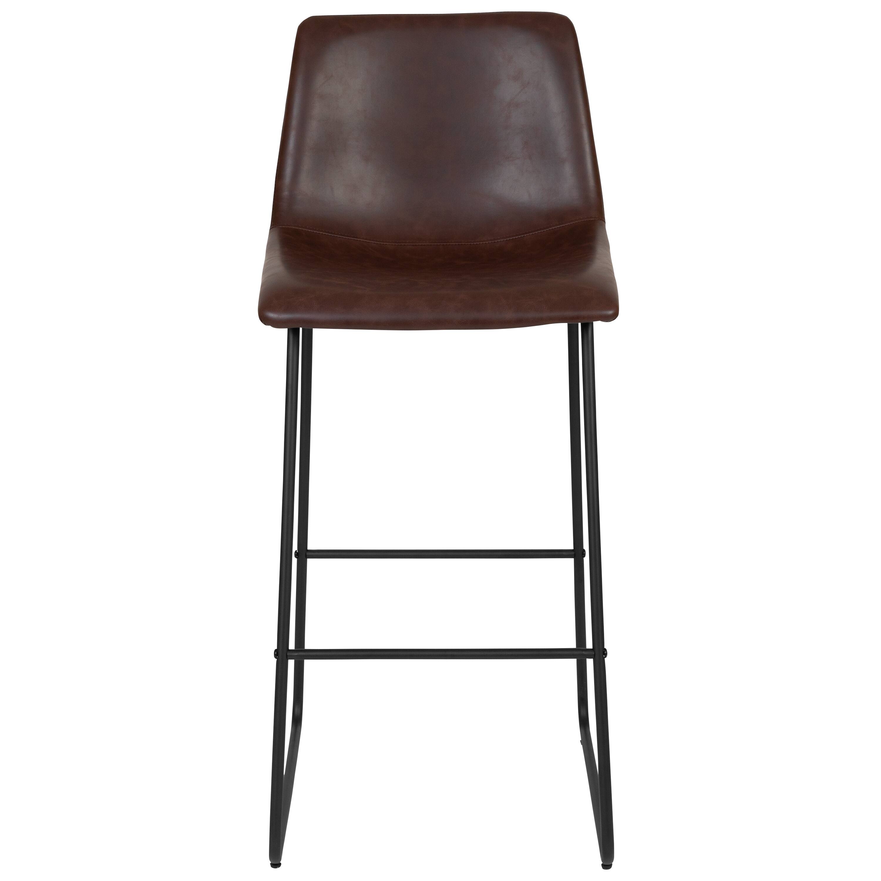 Alt View 8. Emma + Oliver - Set of 2 Kitchen Bar Height Stool - 30 Inch LeatherSoft Barstool - Dark Brown.