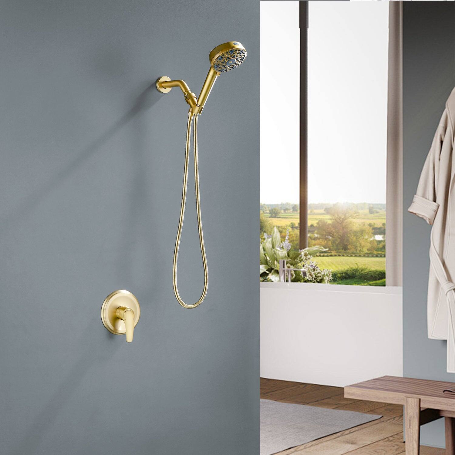 Alt View 2. Boyel Living - Brushed Gold Shower Set with cUPC Pressure Balance Valve and 7 Function Filter Handheld Shower - Brushed Gold.
