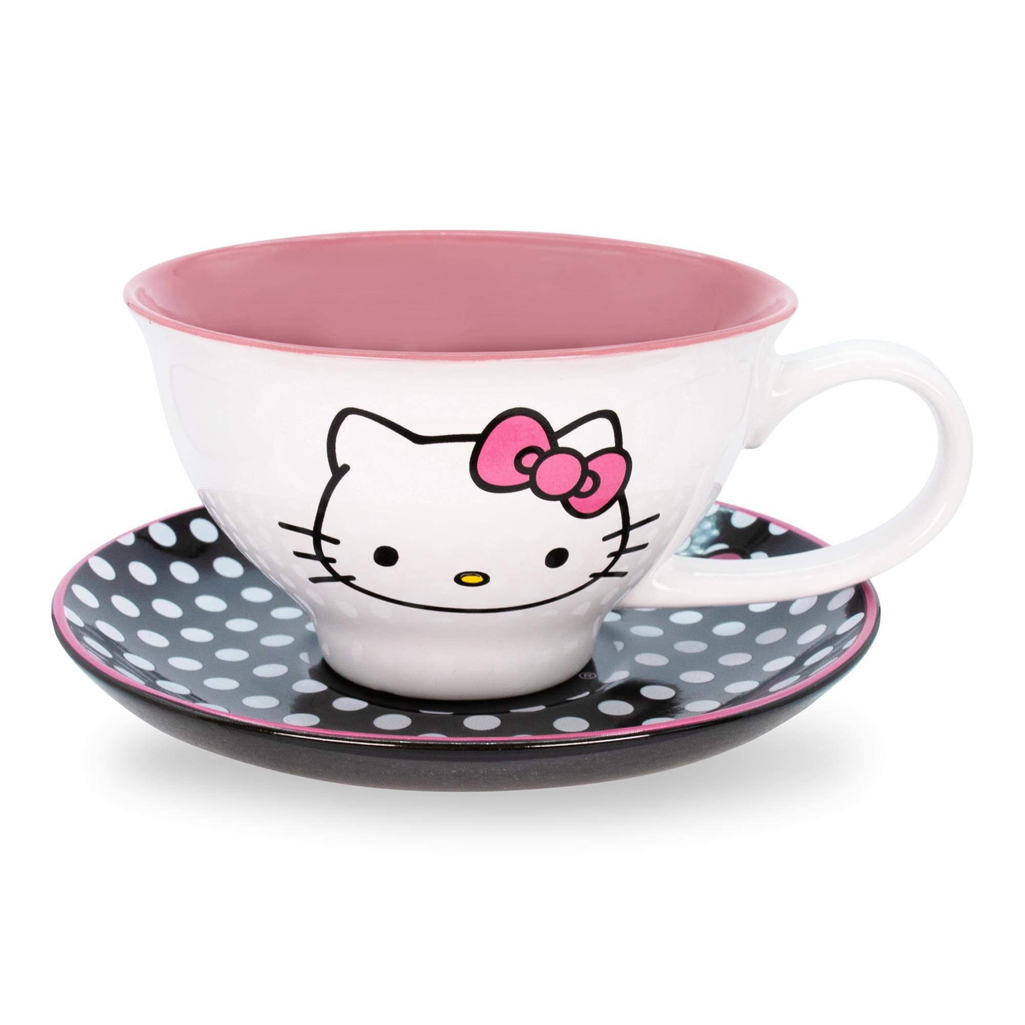 Alt View 1. Silver Buffalo - Sanrio Hello Kitty Ceramic Teacup and Saucer Set - Pink.