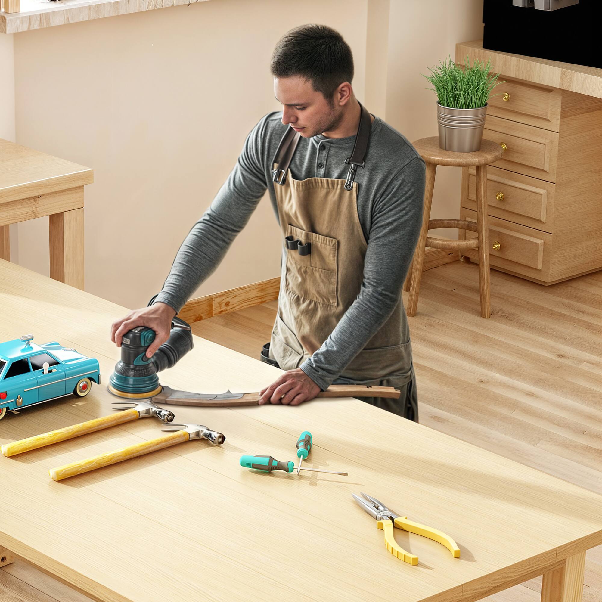 Alt View 7. FUFU & GAGA - FUFU&GAGA Wood Workbench – Durable Workshop & DIY Project Table - Wooden.