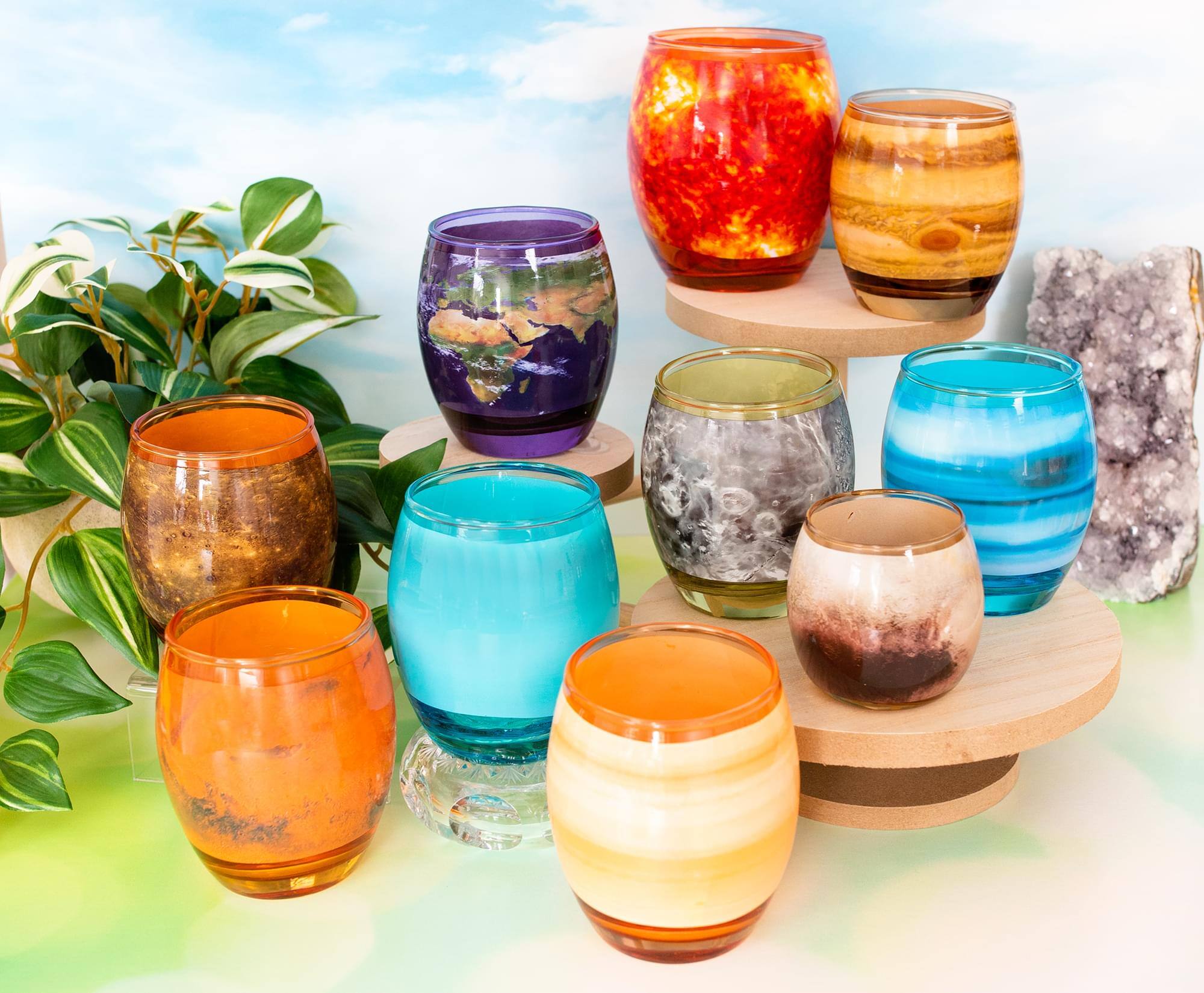 Alt View 4. Surreal Entertainment - Solar System Planetary Glasses Set of 10 | Each Holds 4-10 Ounces - Black.