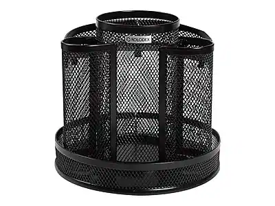 Front. Rolodex - Rolodex 8-Compartment Wire Mesh Rotating Organizer, Black (1773083) - Black.