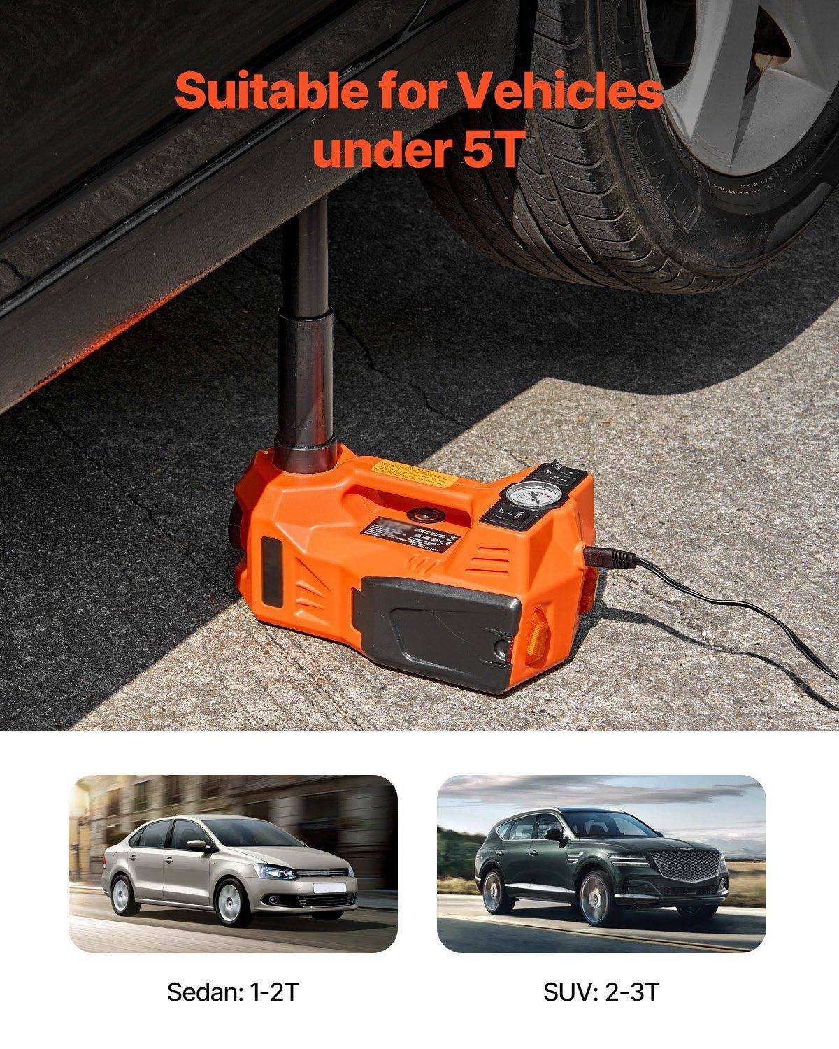 Suitable for Vehicles under 5T

Sedan: 1-2T

SUV: 2-3T