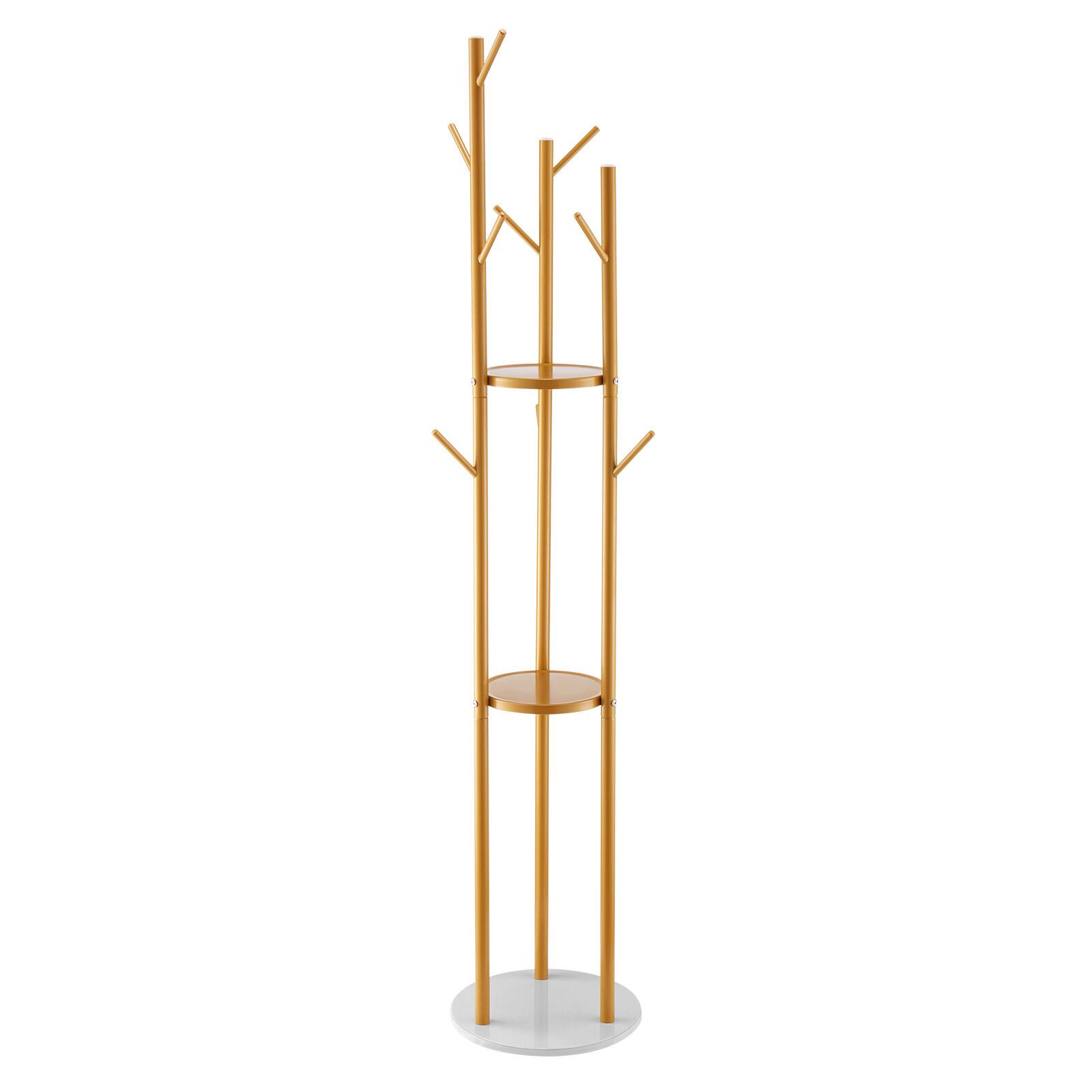 Alt View 5. VEVOR - Coat Rack, Freestanding Coat Rack Stand with Quartz Stone Base & 9 Hooks, Free Standing Hall Coat Tree for Entryway - Golden yellow, White.