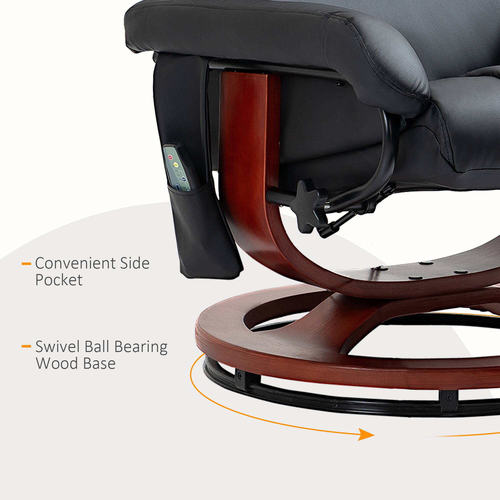- Convenient Side Pocket
- Swivel Ball Bearing Wood Base