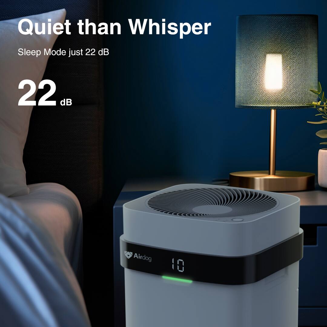 Quiet than Whisper, Sleep Mode just 22 dB, 22 dB, Airdog 10