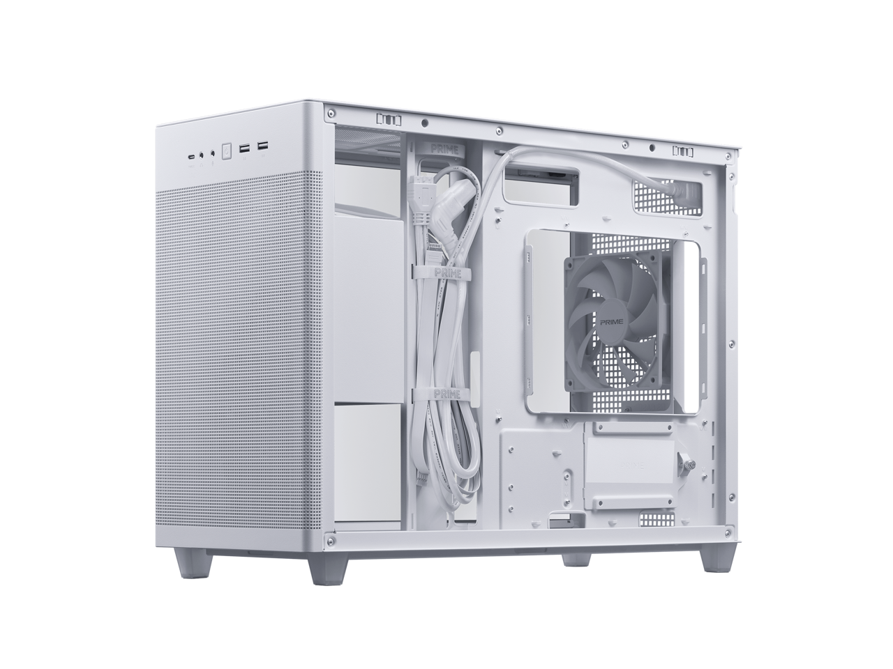 ASUS Prime AP201 White MicroATX Tempered Glass, 338mm GPU, 360mm