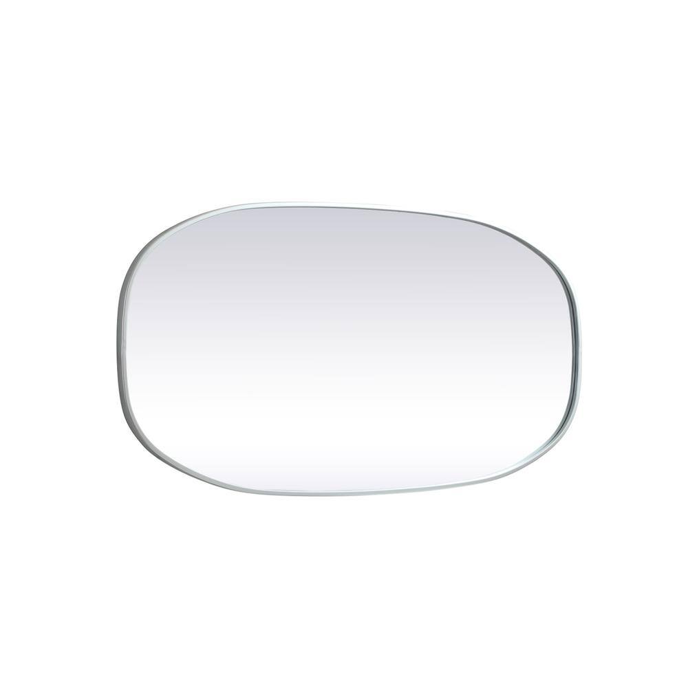 Left. Elegant Decor - Metal Frame Oval Mirror 24x48 Inch in Silver - Silver.