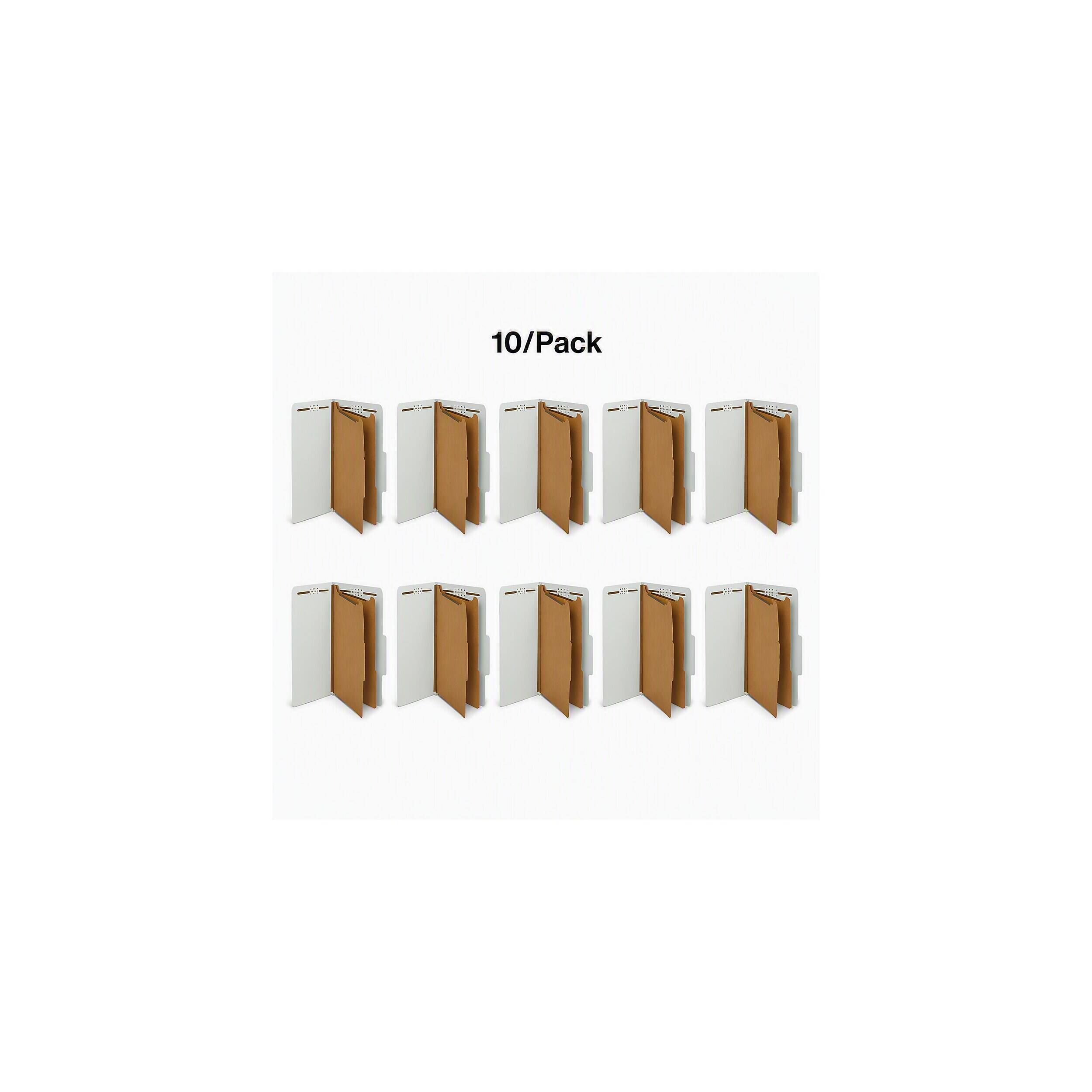 Alt View 10. Staples - 60% Recycled Pressboard Classification Folder, 2-Dividers, 2.5" Expansion, Letter Size, 10/Box - Light Gray/Green.