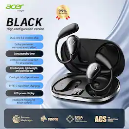 Acer - OHR515 Pure Bass Wireless Headphones - New over-ear design, long battery life, wireless connectivity