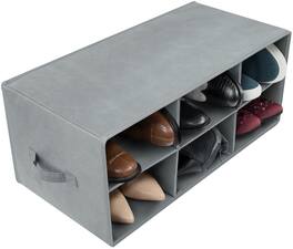 Sorbus - Shoe Organizer Bin, 6 Section Cubby Shoe Shelves, Foldable Portable Detachable Closet Organizer Storage - Gray