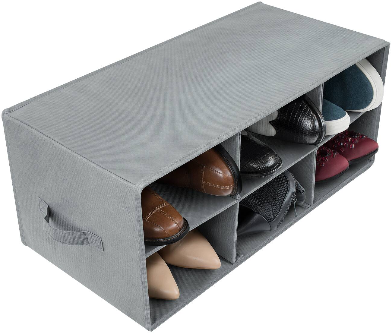 Front. Sorbus - Sorbus Shoe Organizer, 6 Section Cubby Shoe Shelves, Foldable Portable Detachable Closet Storage for Home - Gray.