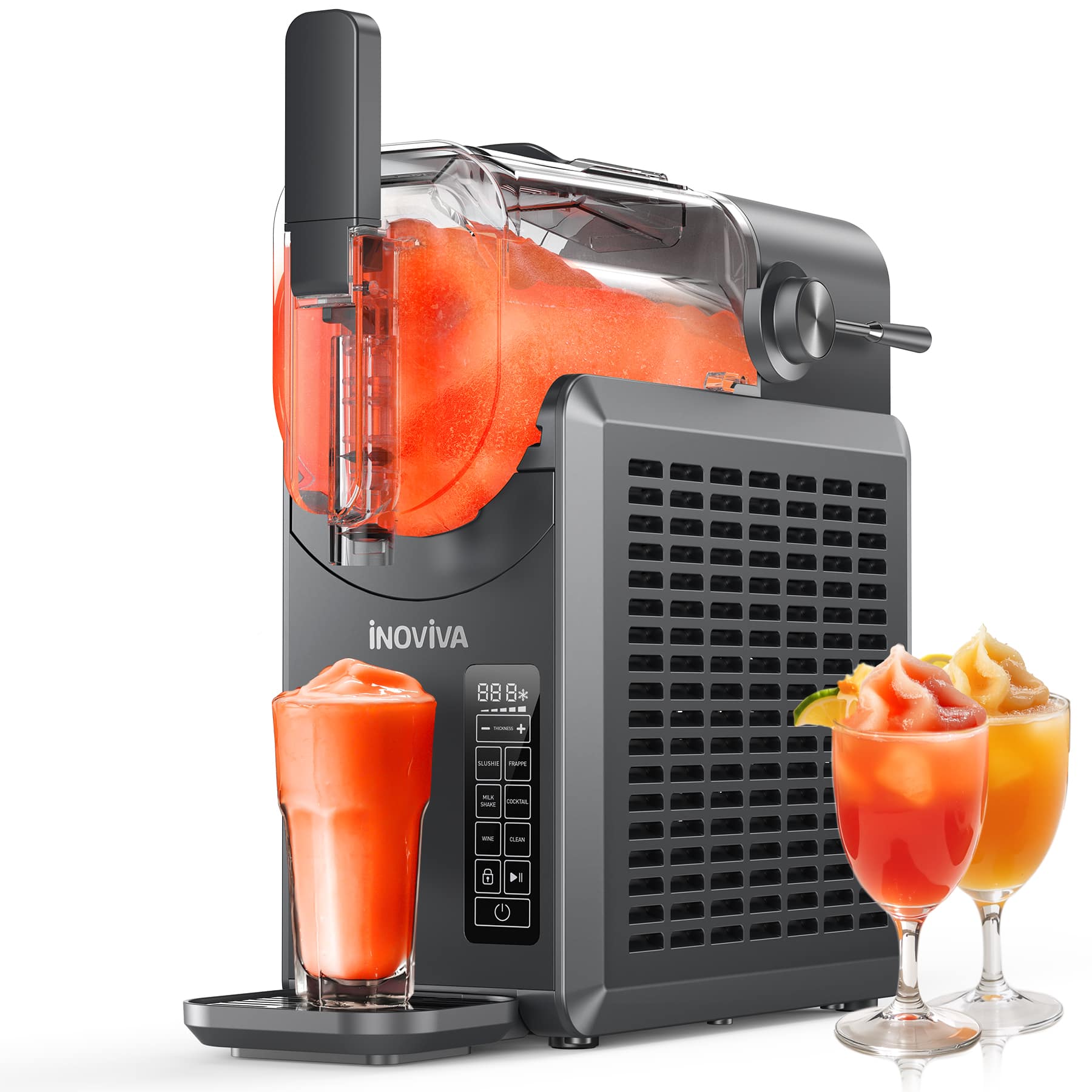 Slushie Machine, No Ice Needed, INOVIVA 68oz Frozen Drink Maker with Self-Cleaning, 5 Presets, (2025 Version) - Gray